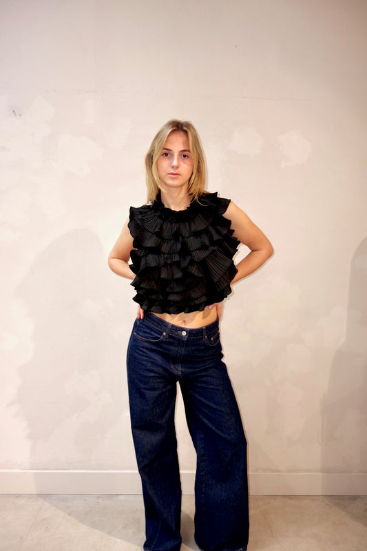 Flowy Ruffle Top Black - Curated By UME