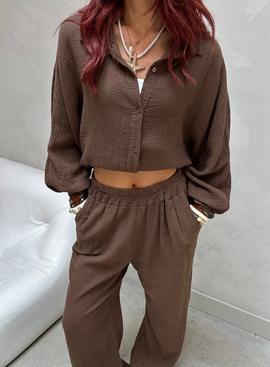 Brown cotton set - Curated by UME
