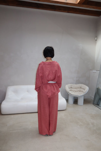 Ume Linen Set - Blouse Coral