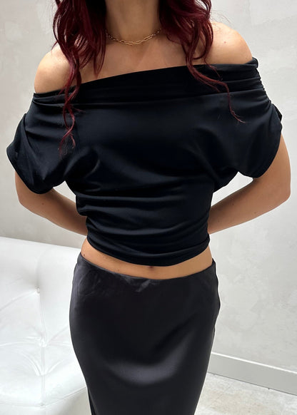 Draped black - top