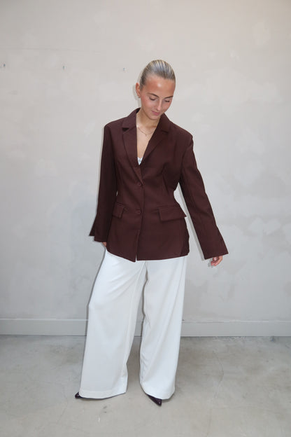 Open back Brown blazer - Curated by ume