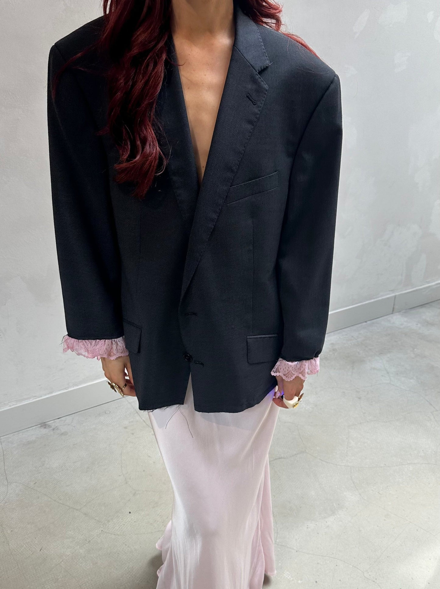 Open back ruffle blazer - Upcycled by ume