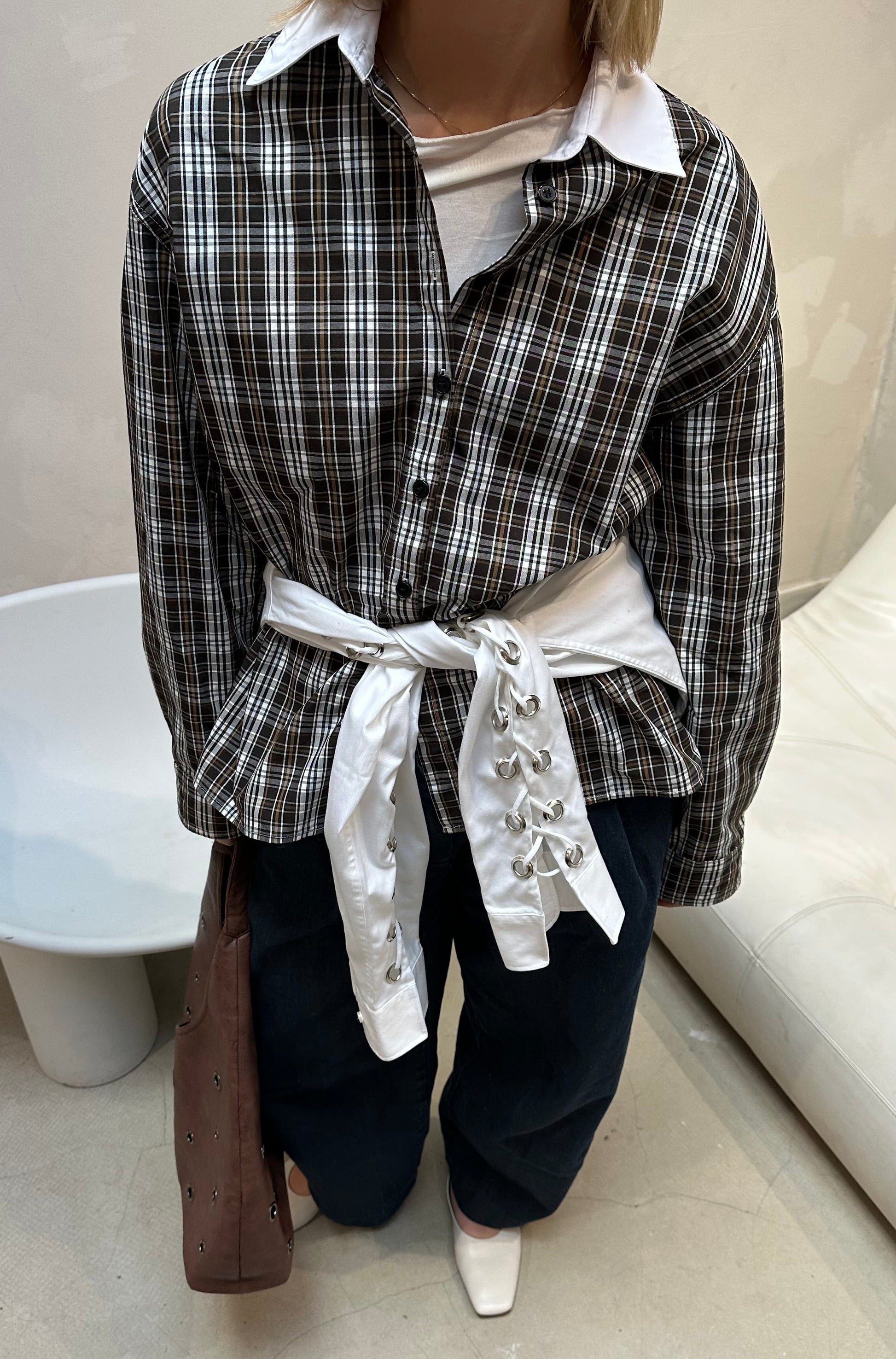 The Frankie Shop Shirt Brown - UME STUDIO