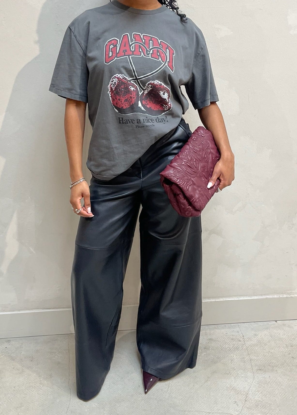 Ganni Cherry Top Grey