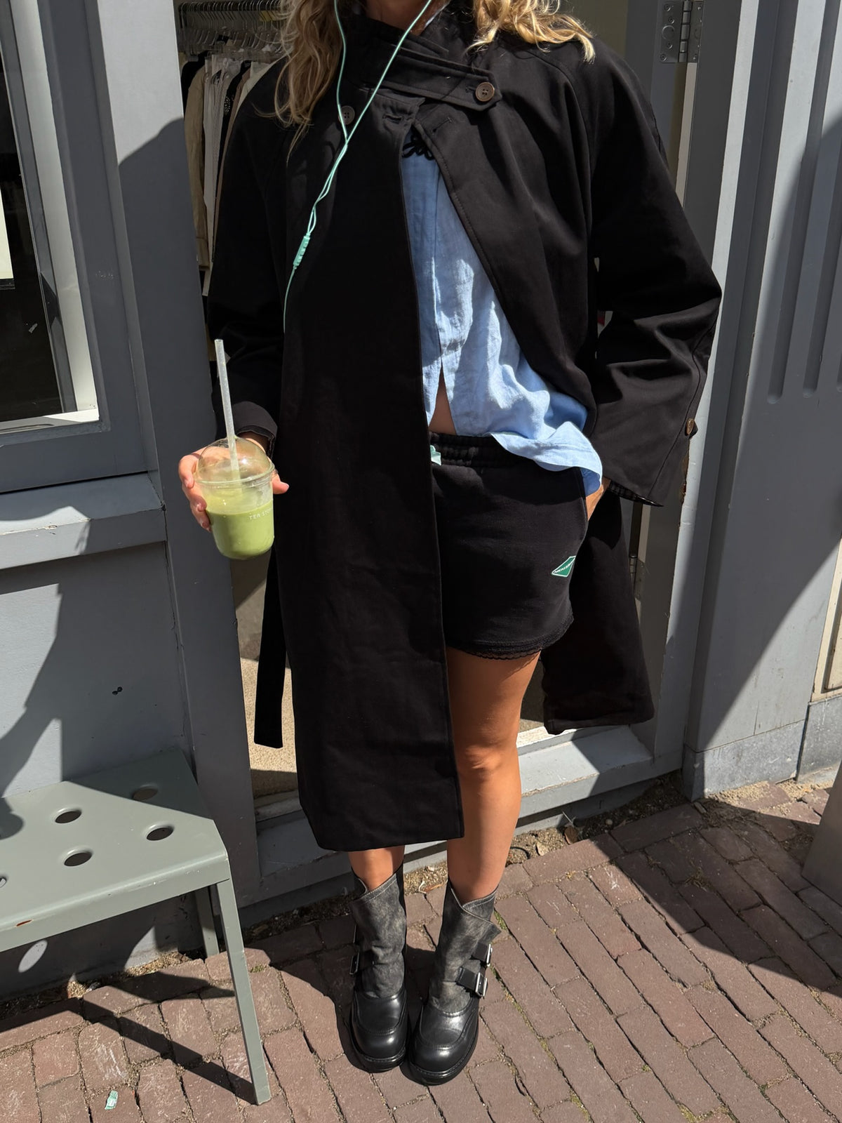 High-neck Trench Coat Black