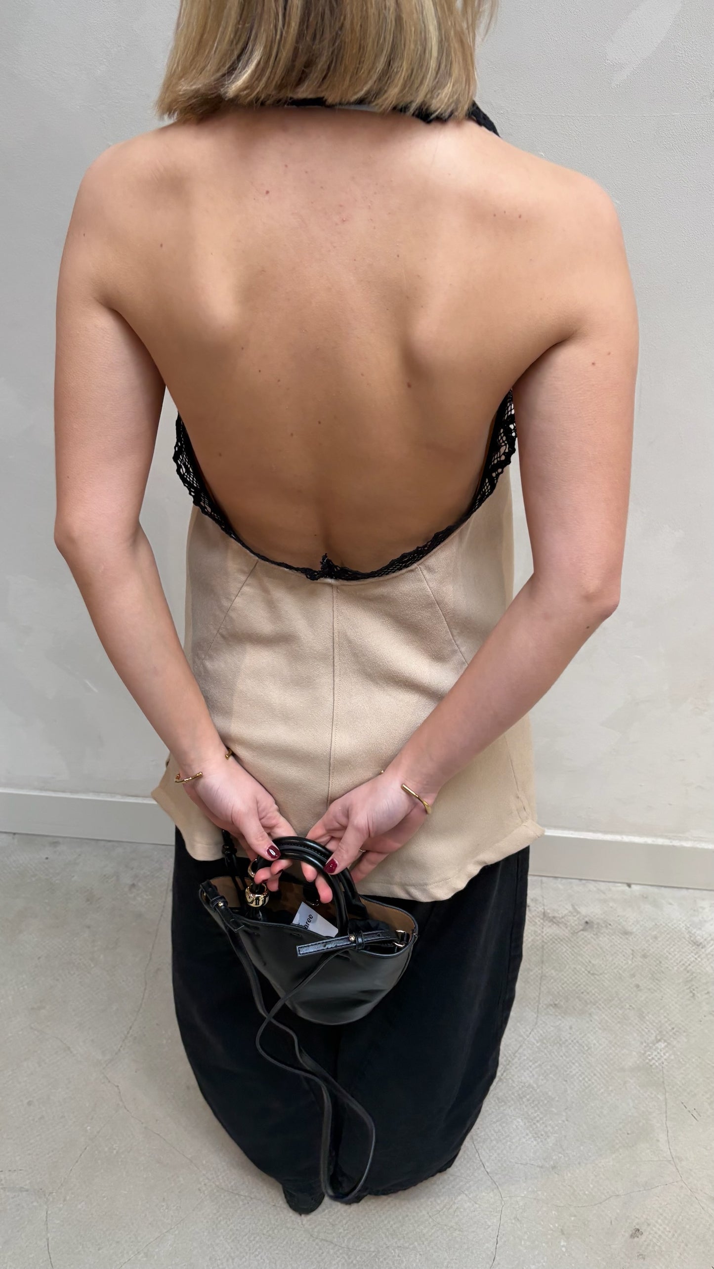 Open Back Gilet Beige - Upcycled By UME