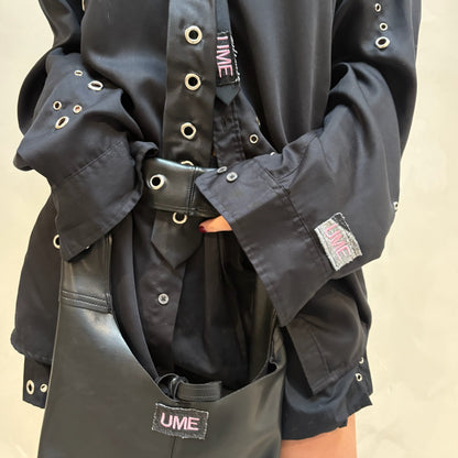 Eyelet Chrismas Blouse Black - Upcycled by UME