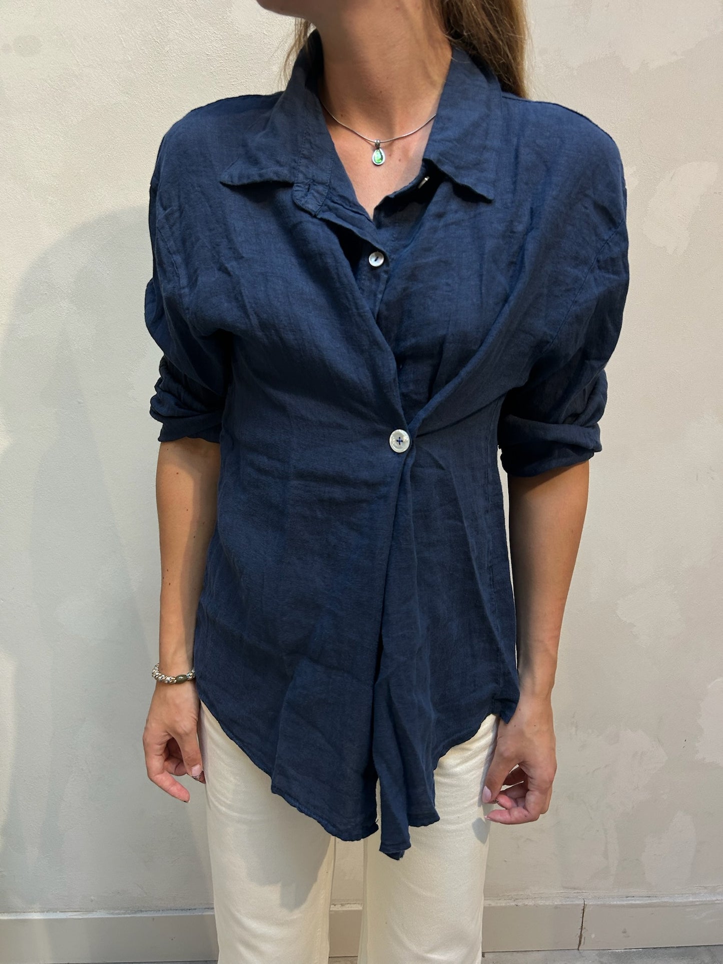The Alma Shirt Navy - Elise Bak x UME Studio Upcycled