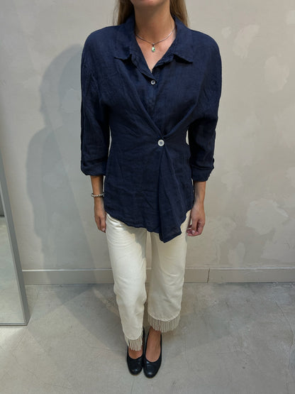 The Alma Shirt Navy - Elise Bak x UME Studio Upcycled