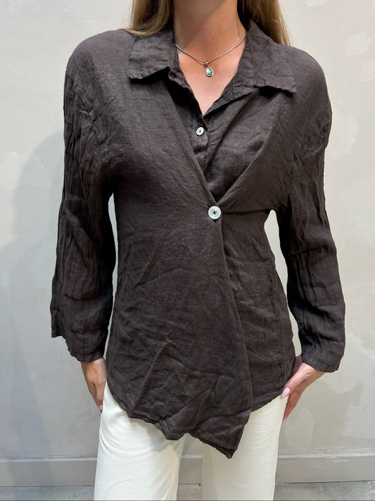 The Alma Shirt Brown- Elise Bak x UME Studio Upcycled