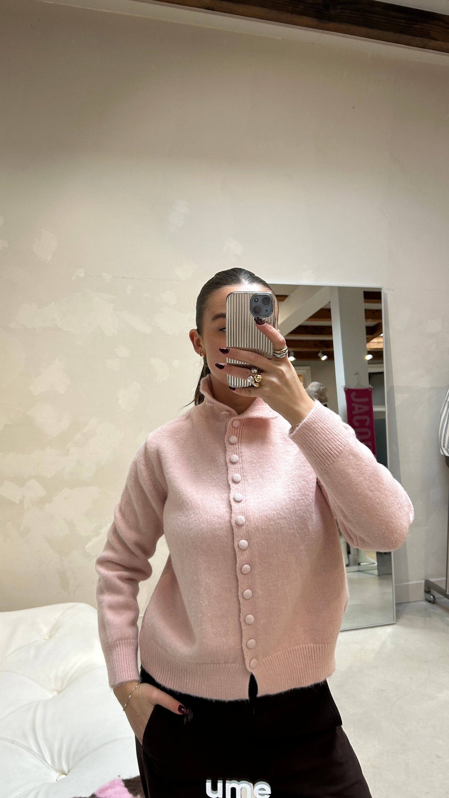Knitted Cardigan Pink - Curated By UME