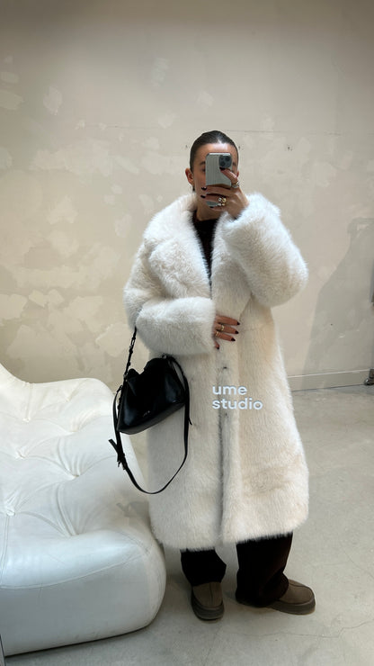 Furry Coat White - Curated By UME