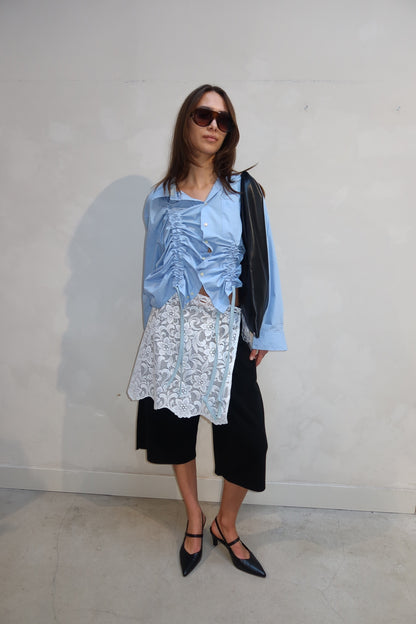 Blue Scrunched Blouse - Upcycled By UME