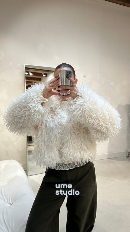 Furry Jacket White - Curated By UME