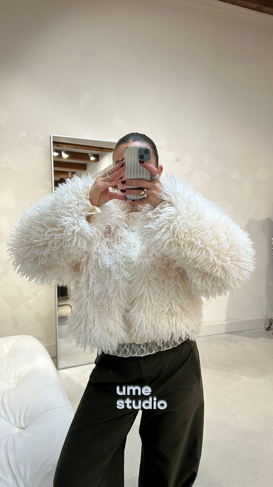 Furry Jacket White - Curated By UME