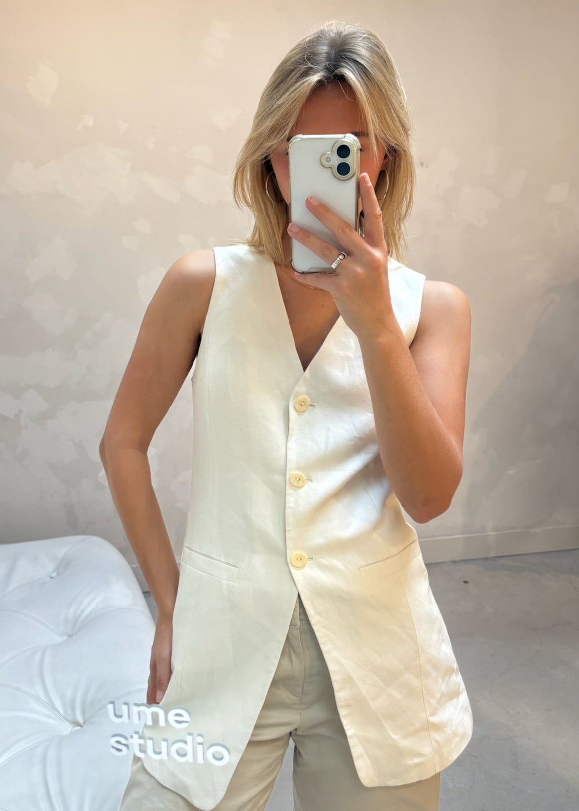 H&M white linen - gilet