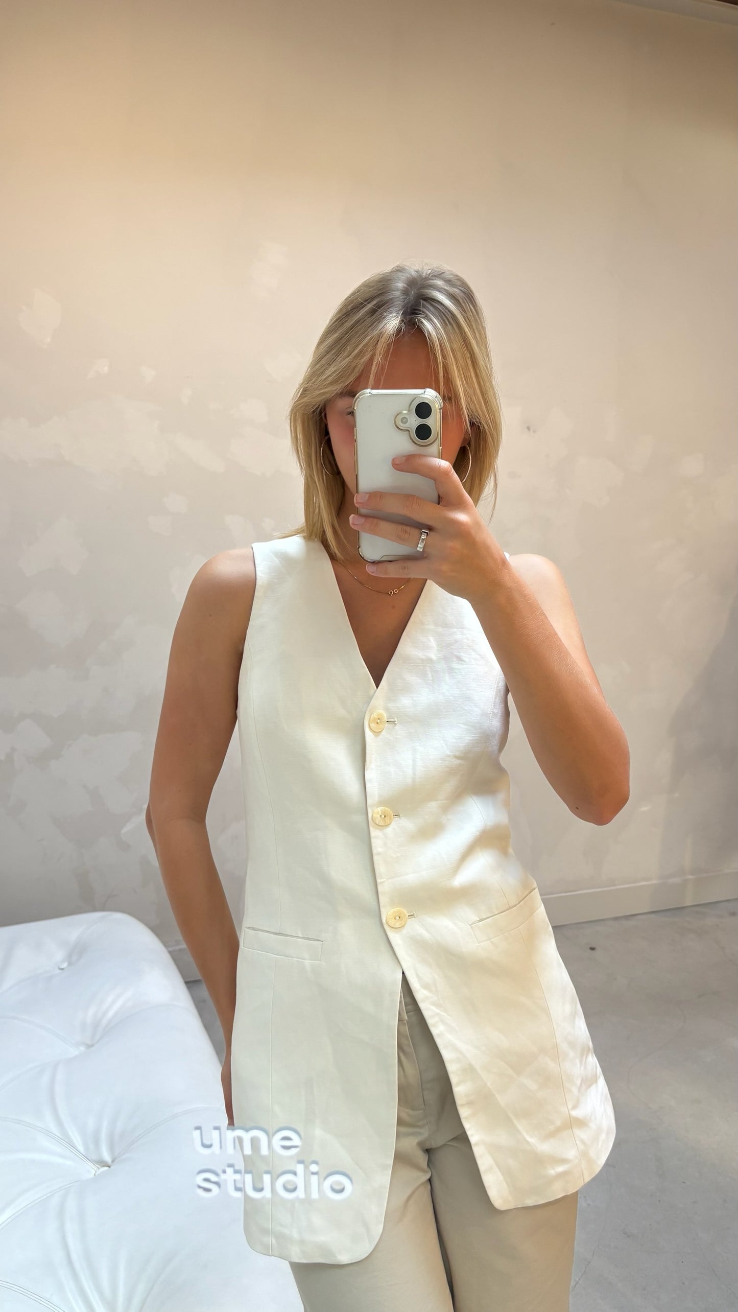 H&M white linen - gilet