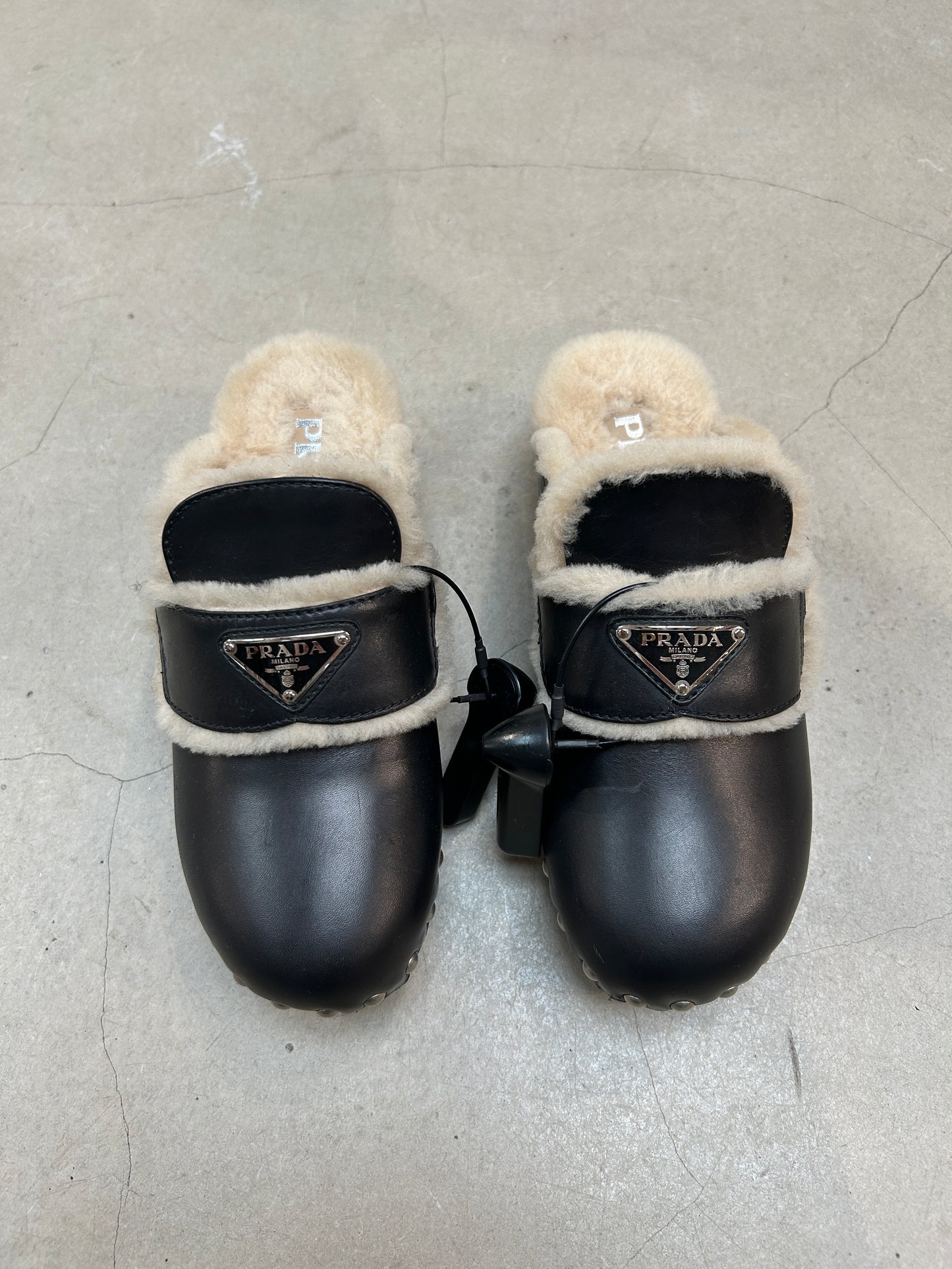 Prada Shearling Clogs