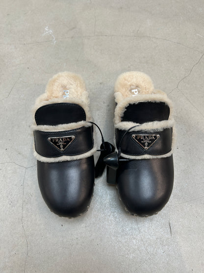 Prada Shearling Clogs