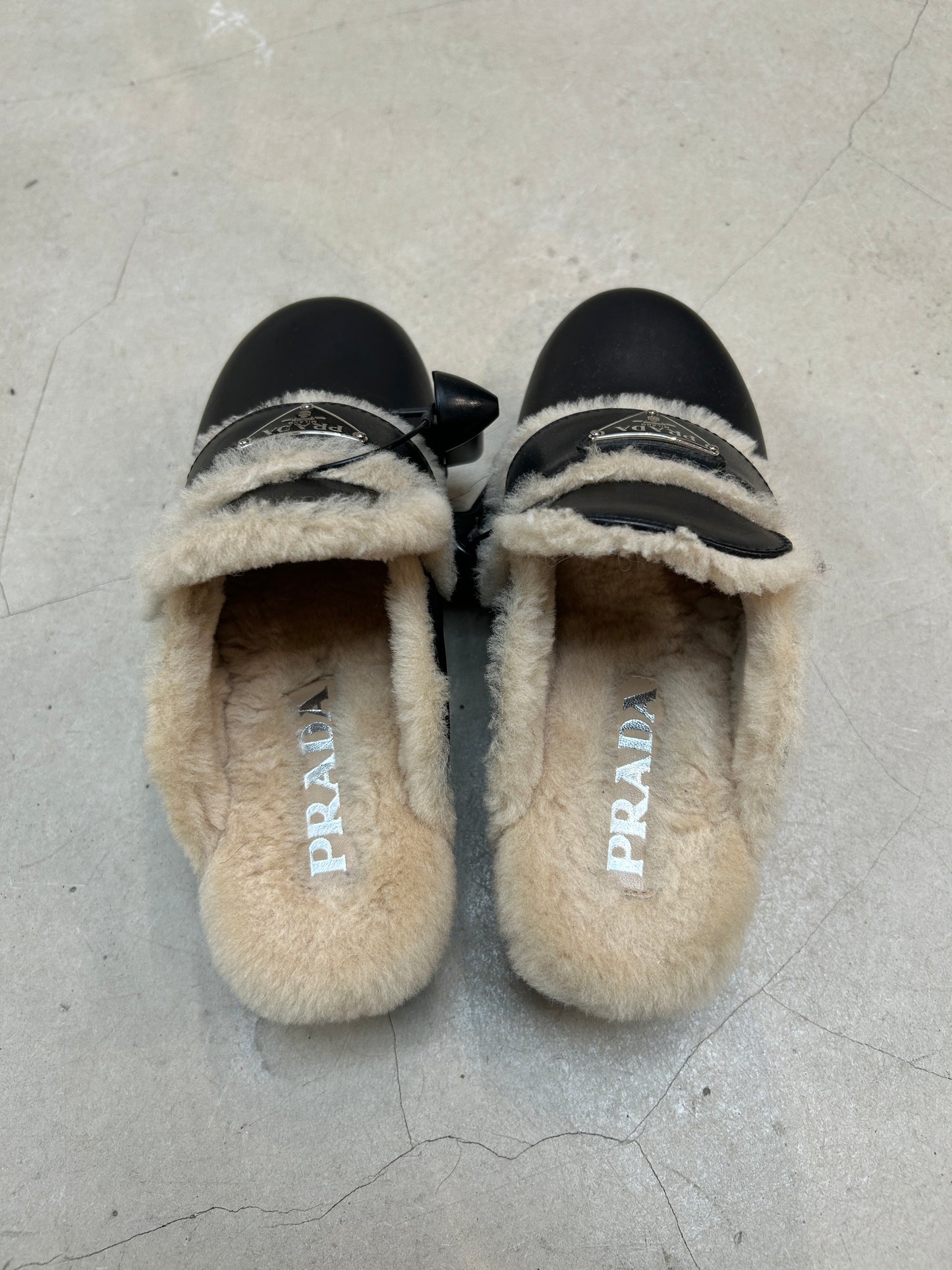 Prada Shearling Clogs