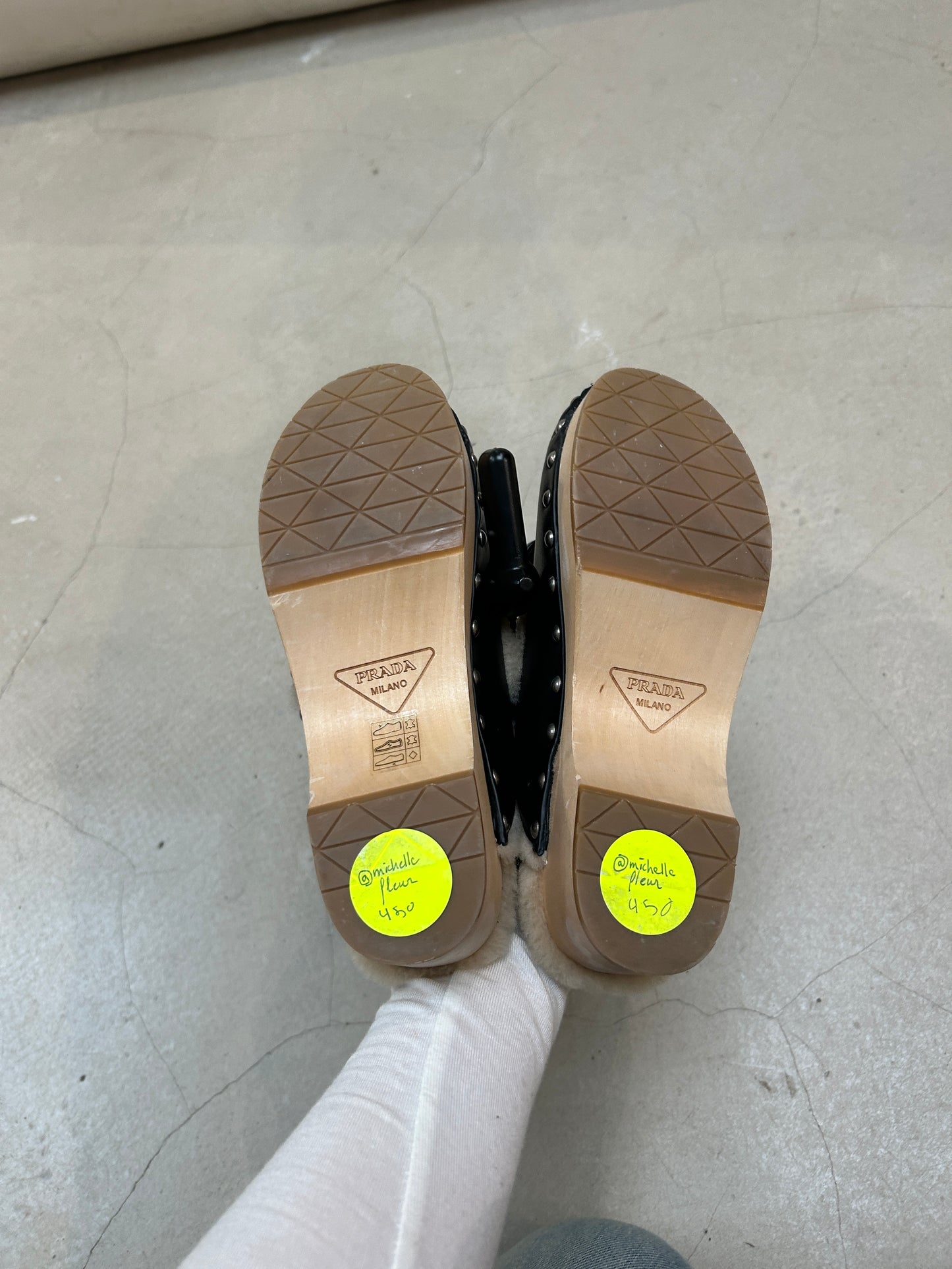 Prada Shearling Clogs