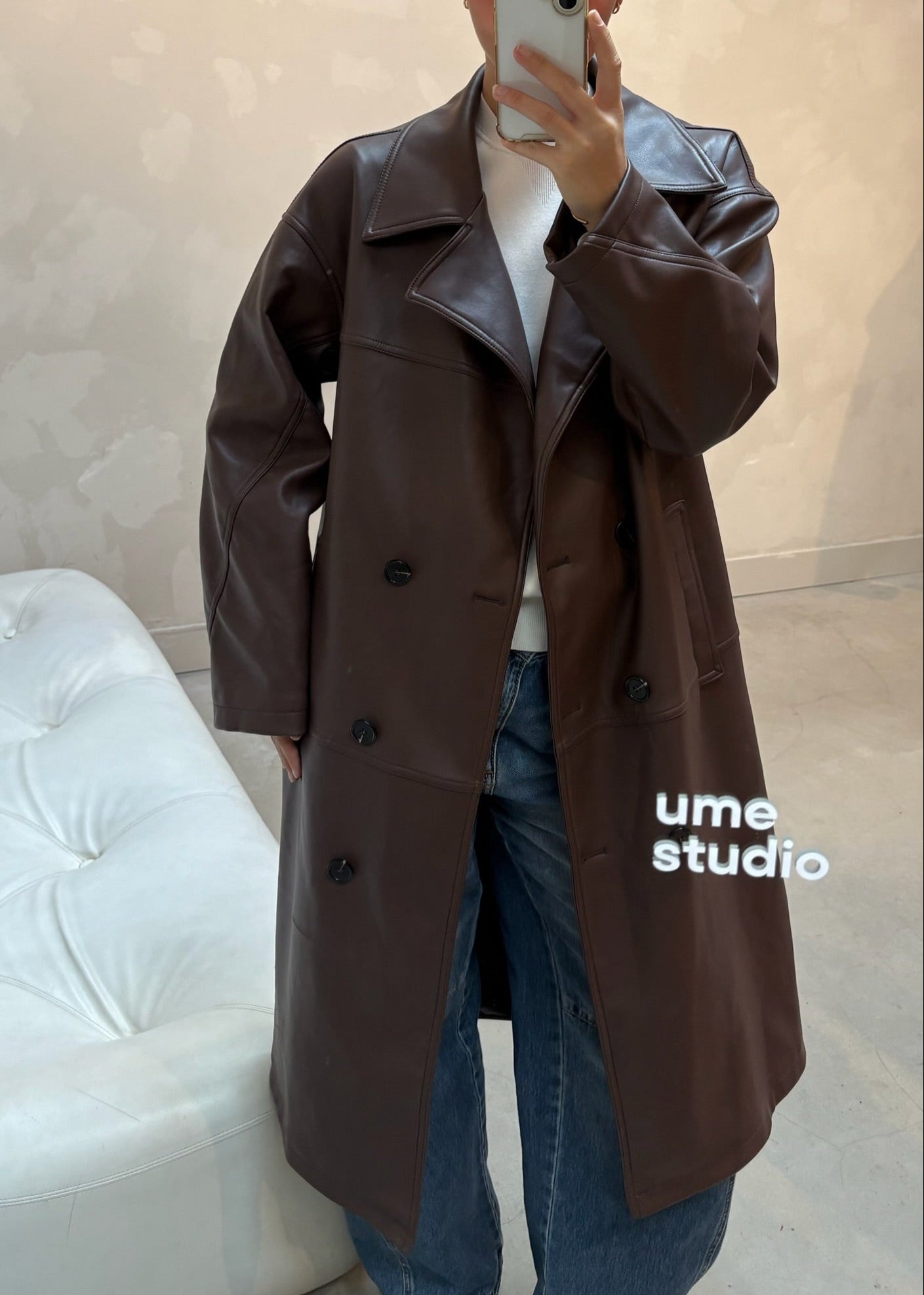 Asos brown leatherlook - trenchcoat
