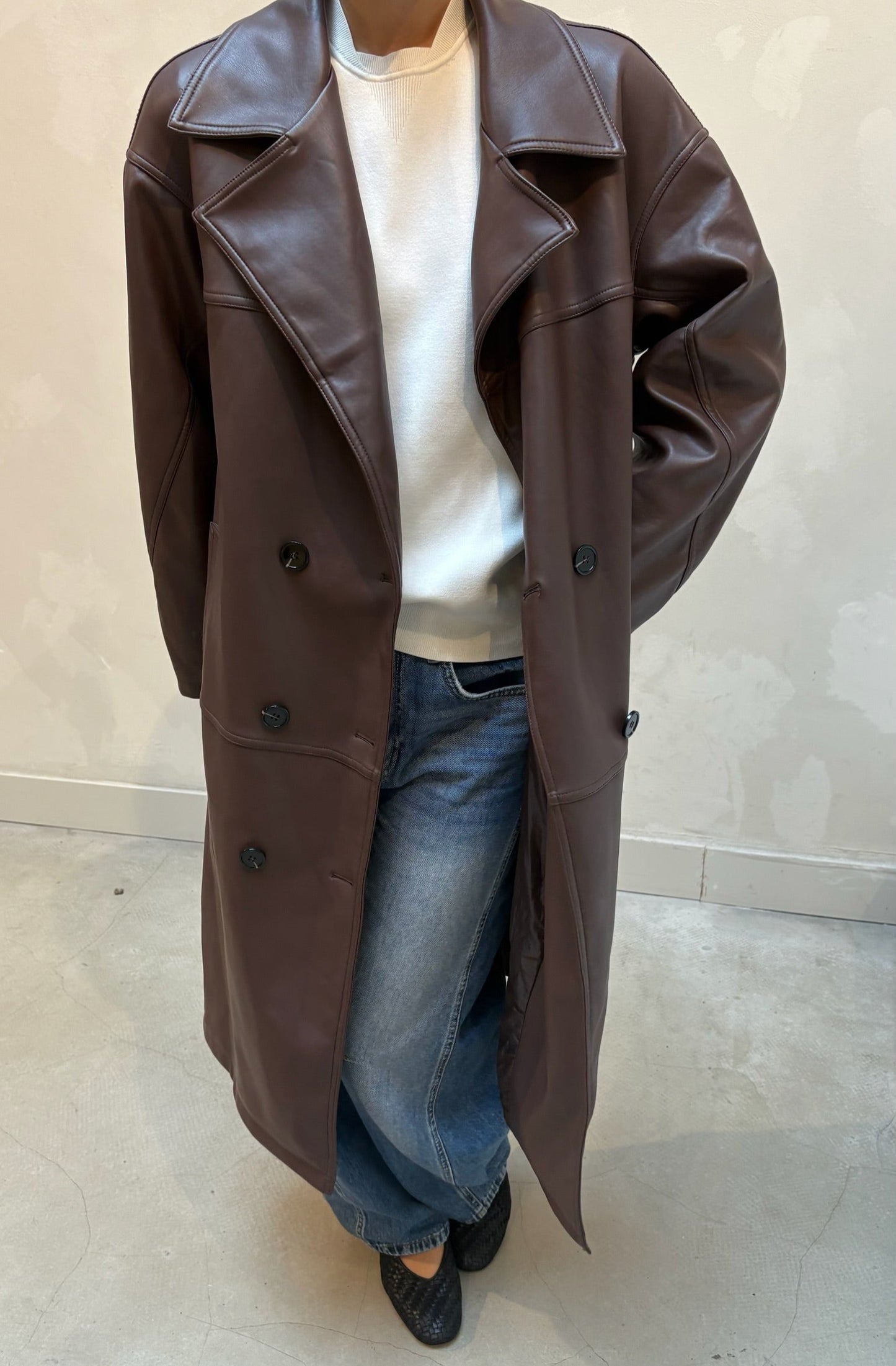 Asos brown leatherlook - trenchcoat