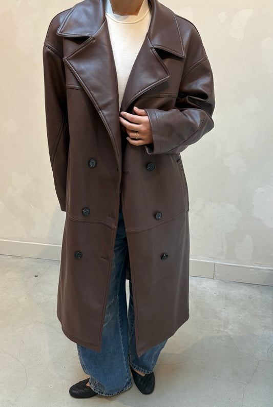 Asos brown leatherlook - trenchcoat