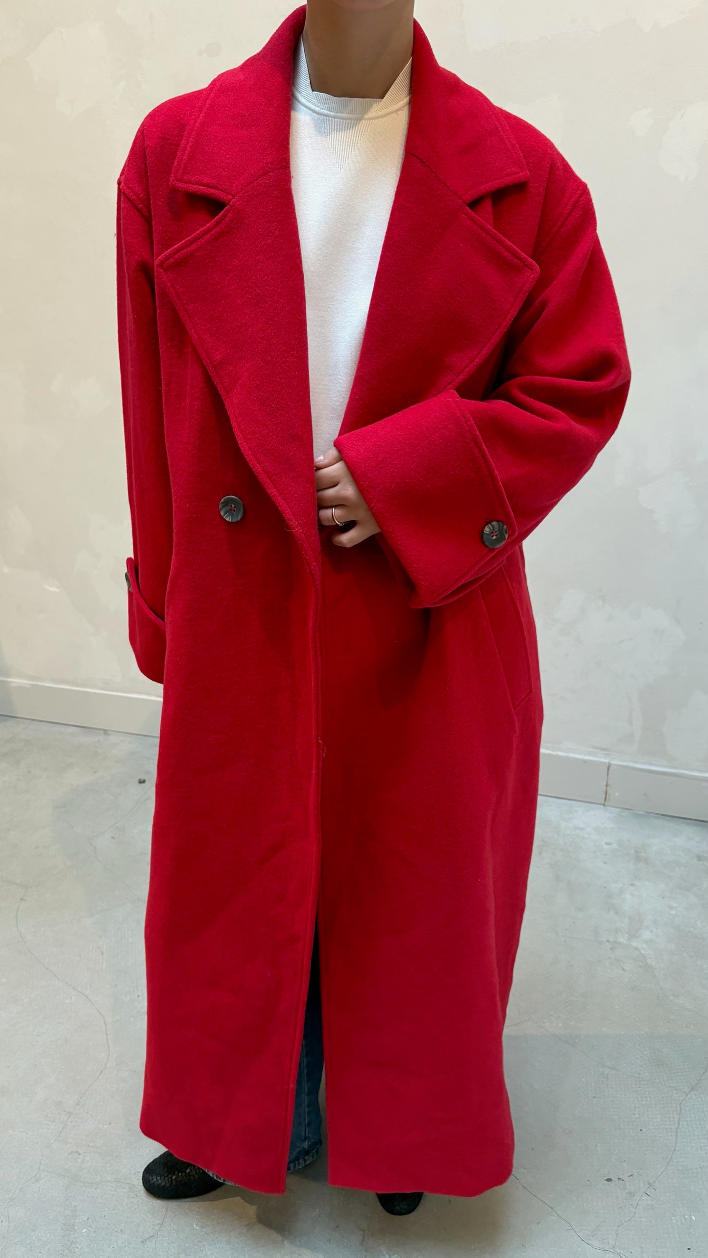OU Boutique red wool - trenchcoat