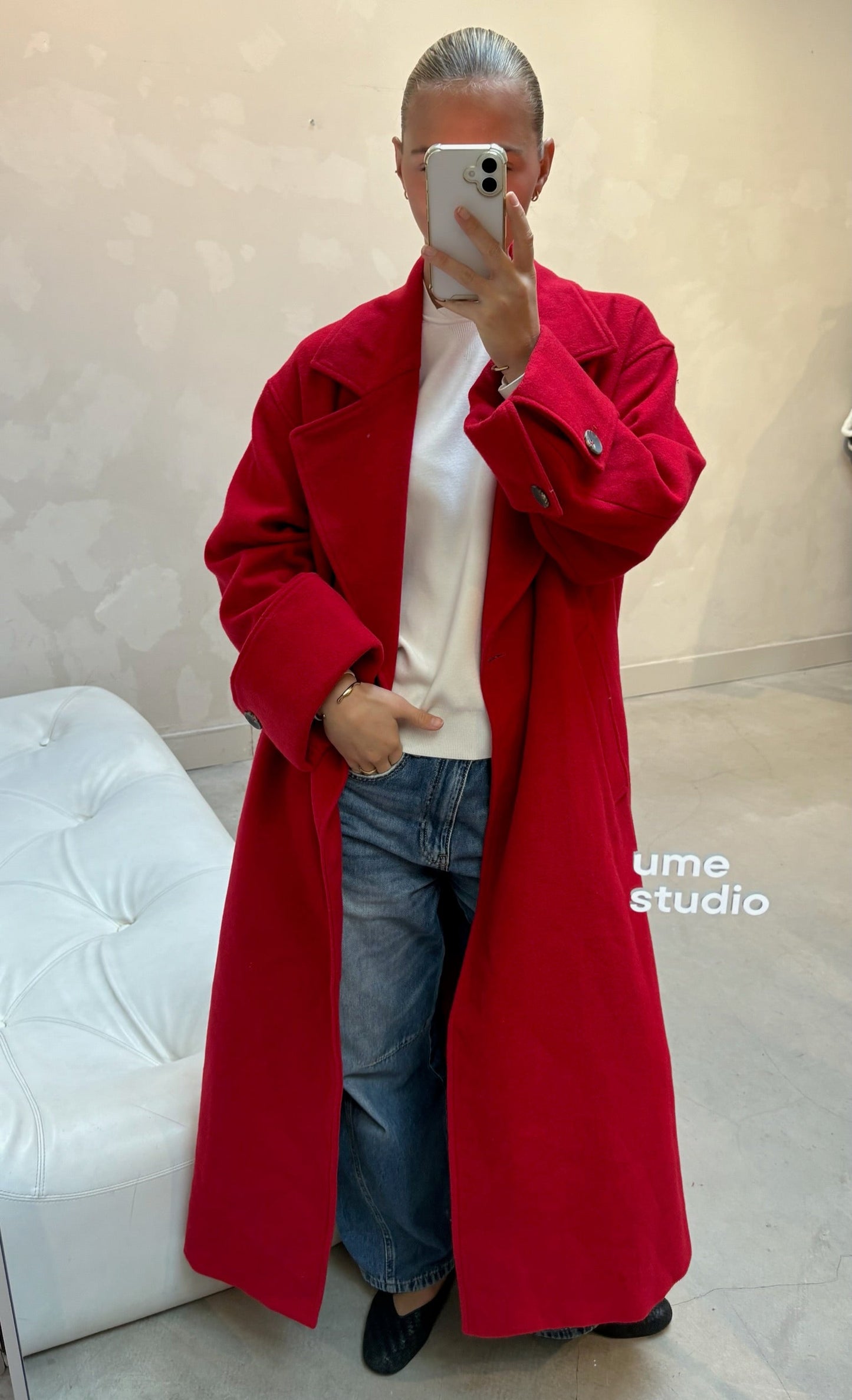 OU Boutique red wool - trenchcoat