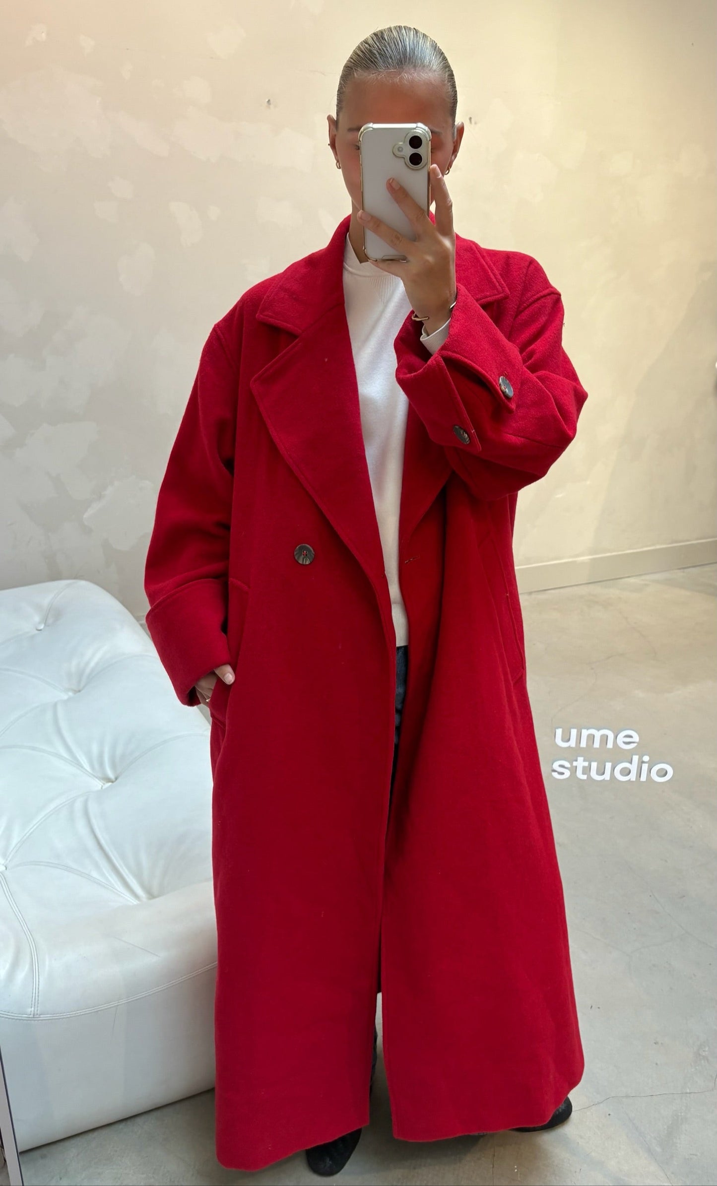 OU Boutique red wool - trenchcoat
