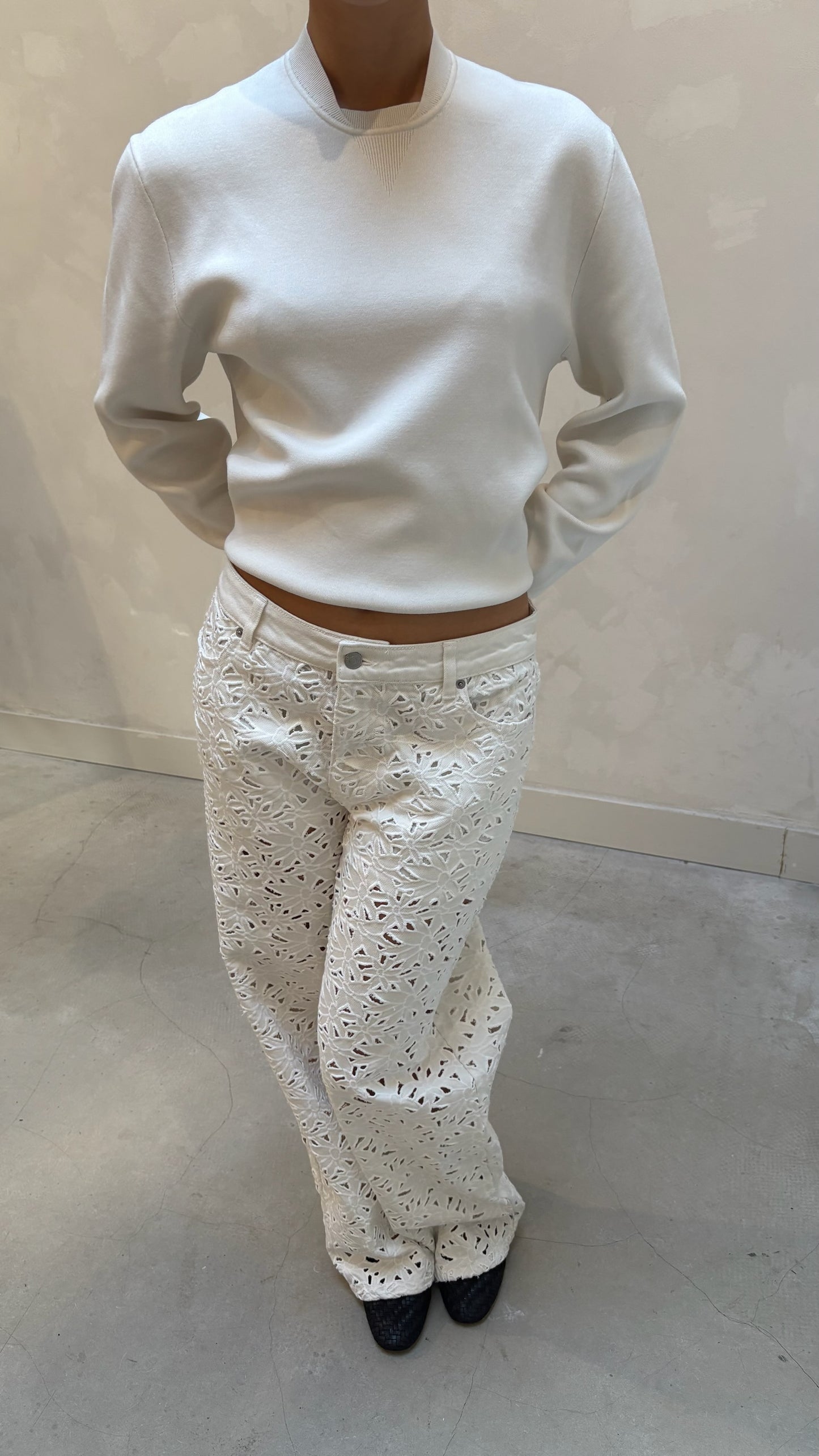 Naked white flower pattern - jeans