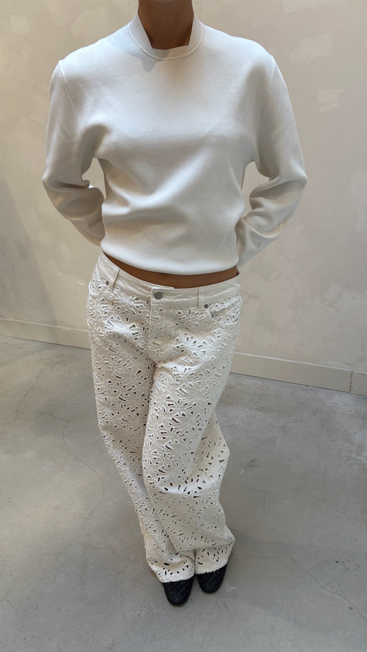 Naked white flower pattern - jeans