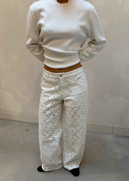 Naked white flower pattern - jeans