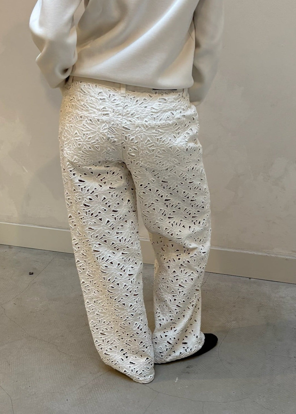 Naked white flower pattern - jeans