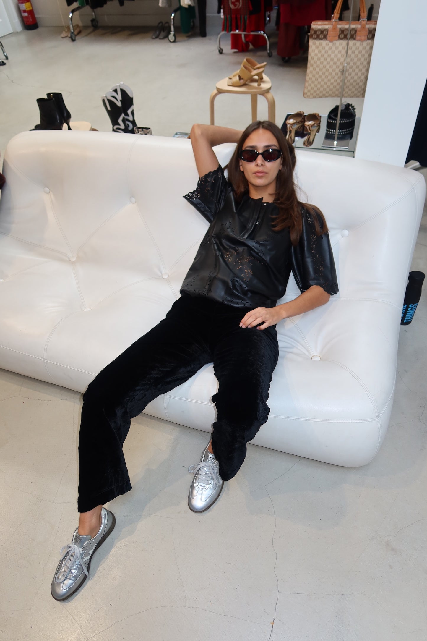 Munthe Leather Blouse Black