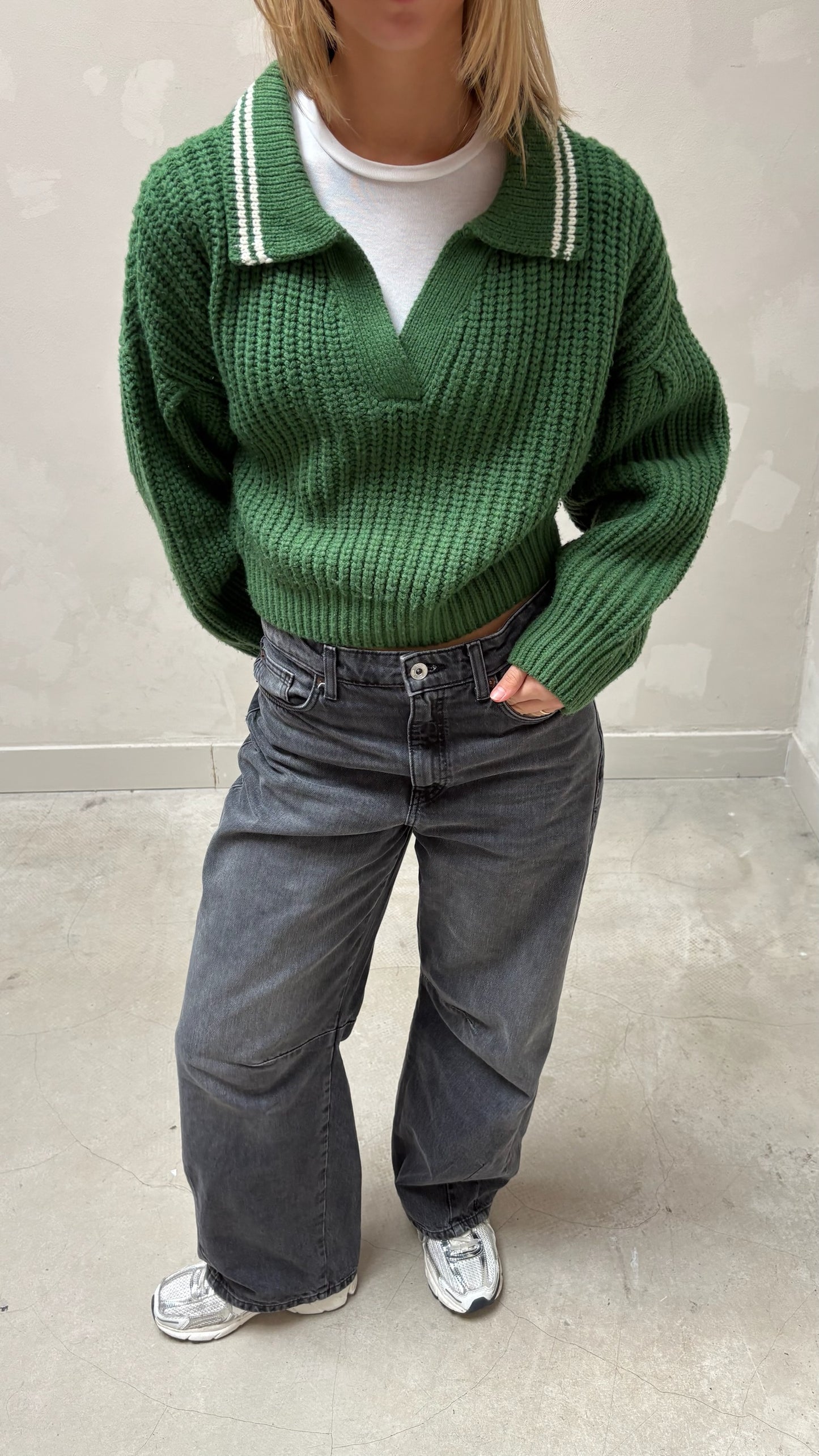 Colourful rebel green knitted - sweater