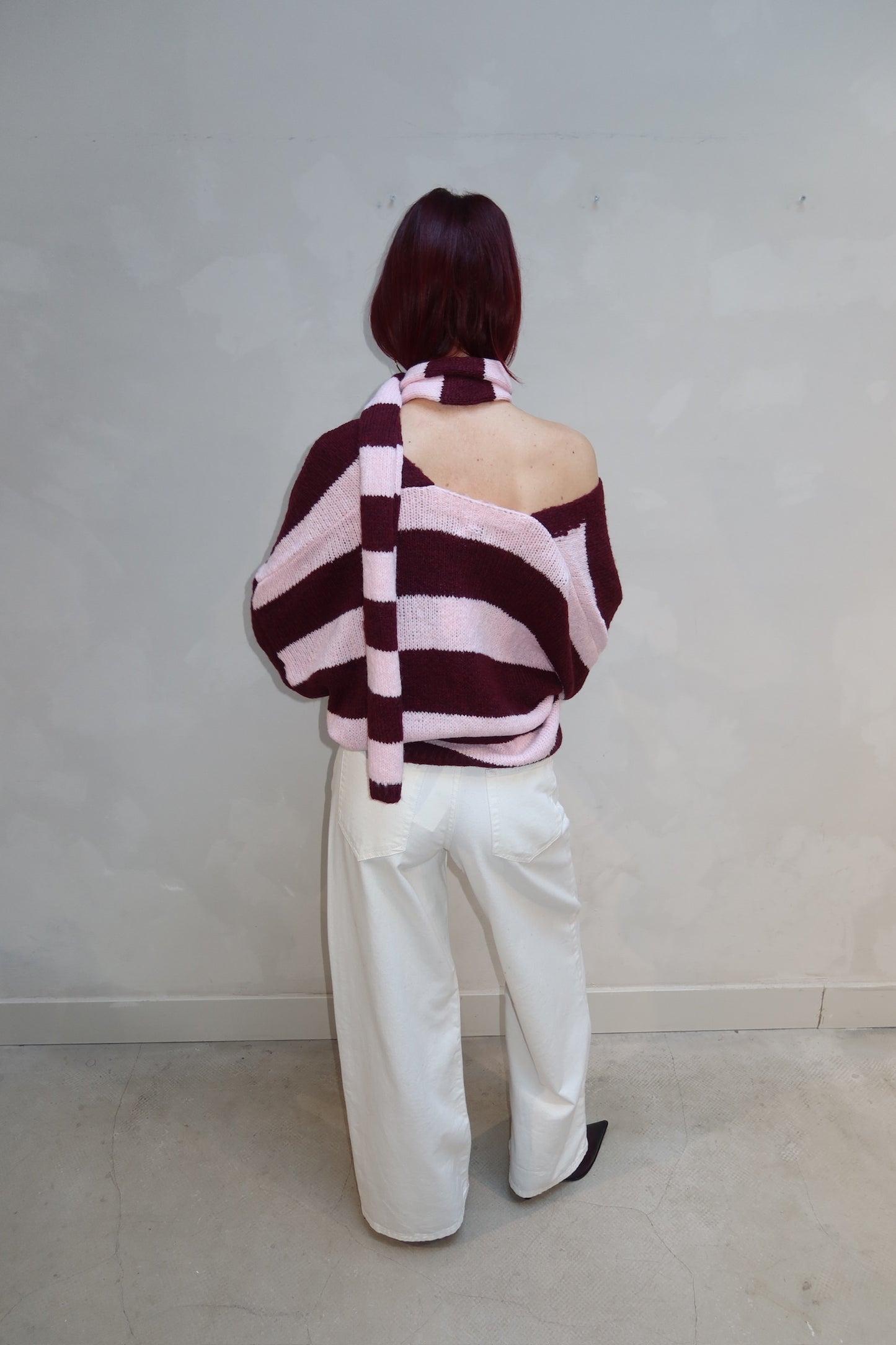 Stripped Cardigan Red - Curated by UME - UME STUDIO