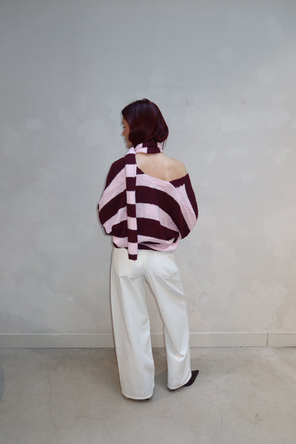 Stripped Cardigan Red - Curated by UME - UME STUDIO