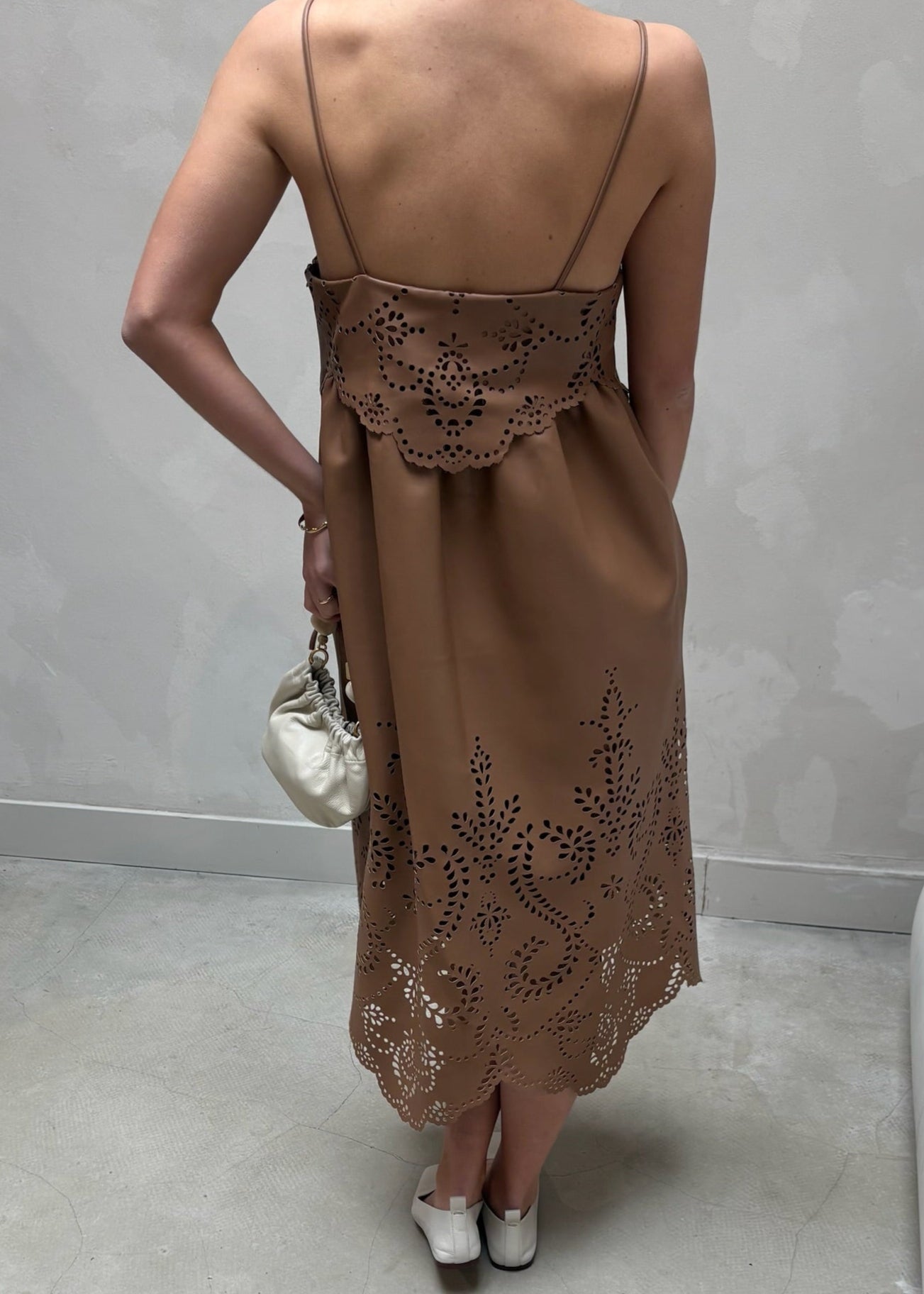 Munthe Leather Dress Brown - UME STUDIO