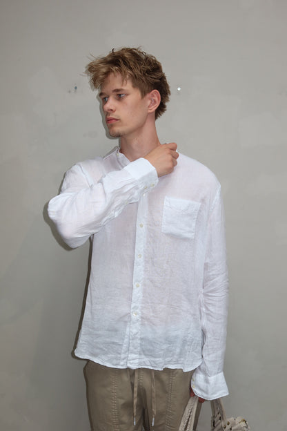 White 100% linen blouse - Blouse