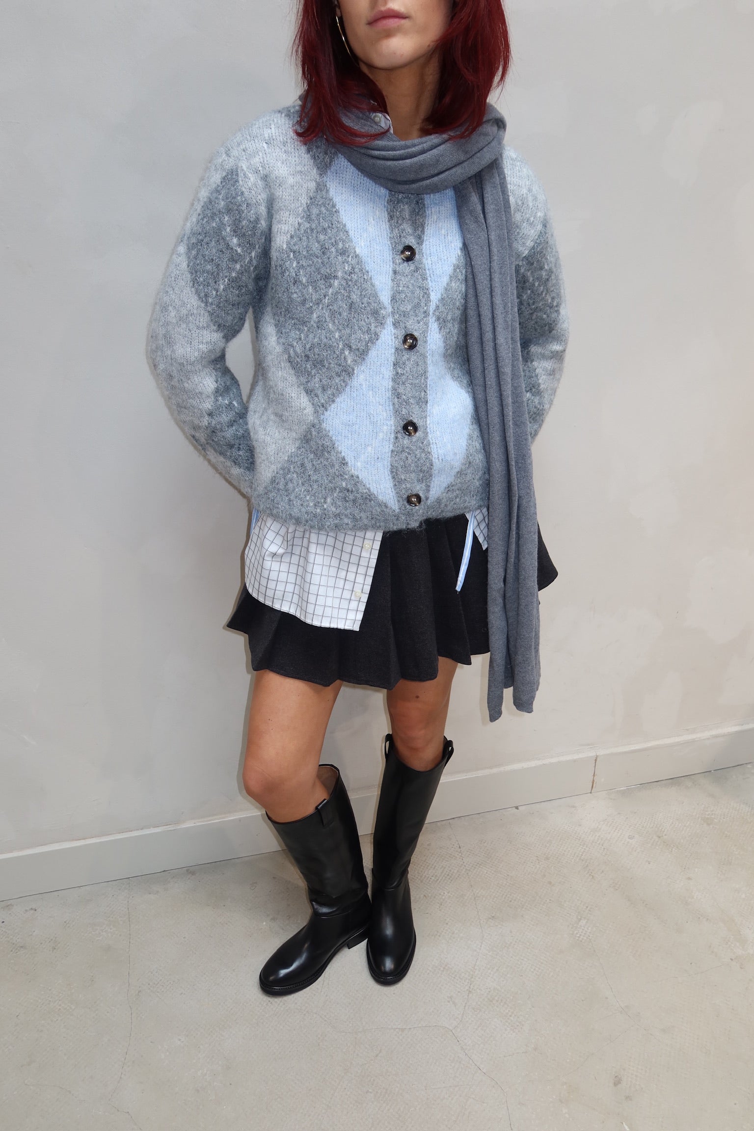 Knitted Cardigan Blue - Curated by UME - UME STUDIO