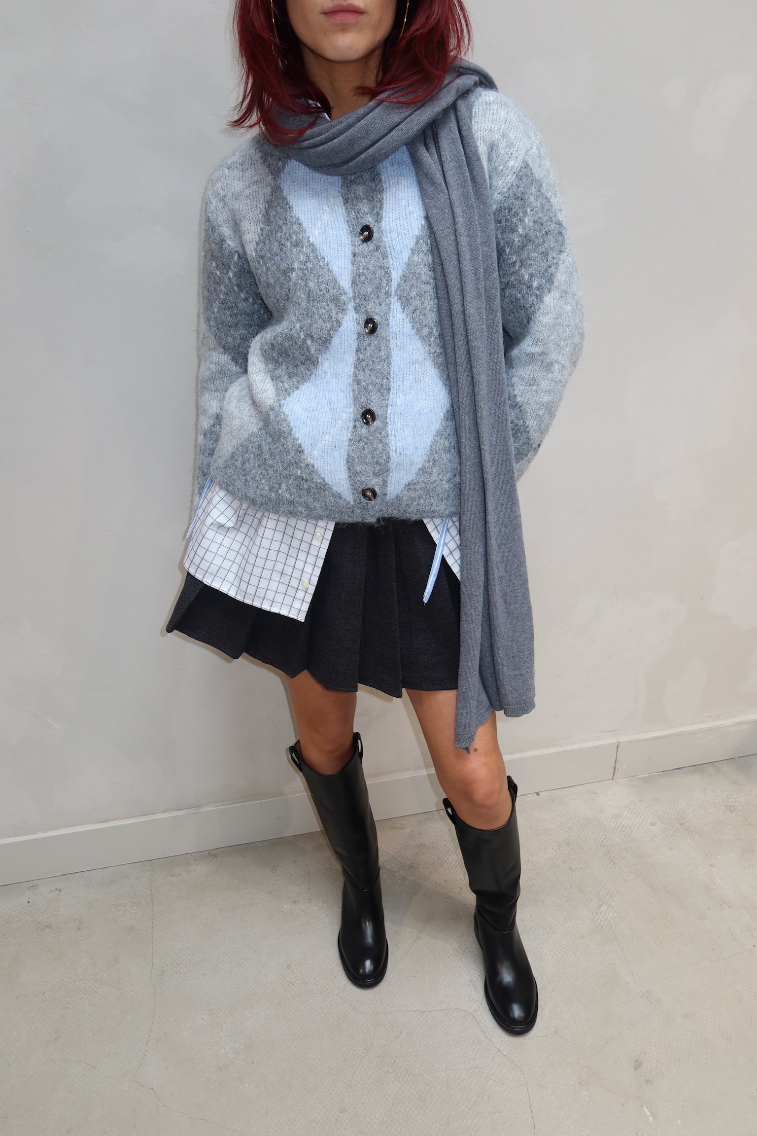 Knitted Cardigan Blue - Curated by UME - UME STUDIO
