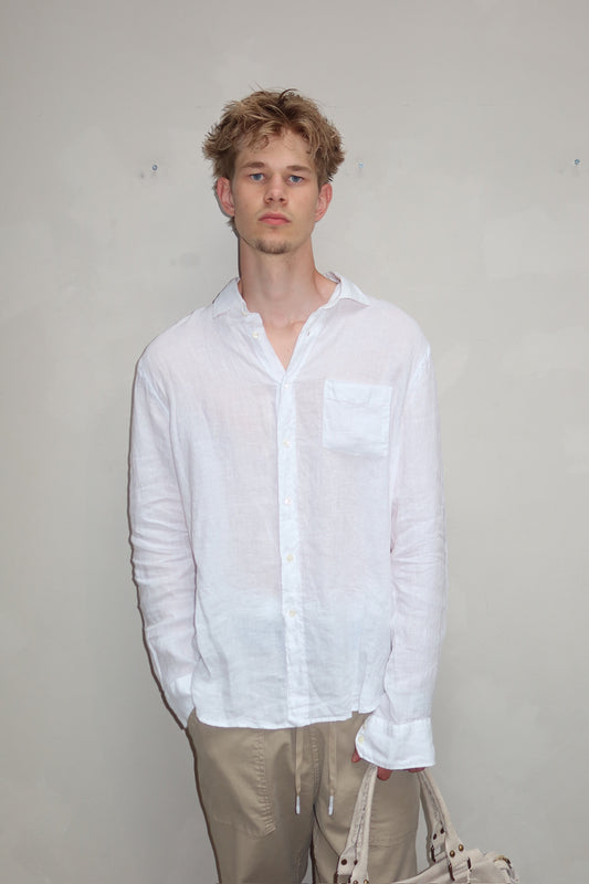 White 100% linen blouse - Blouse