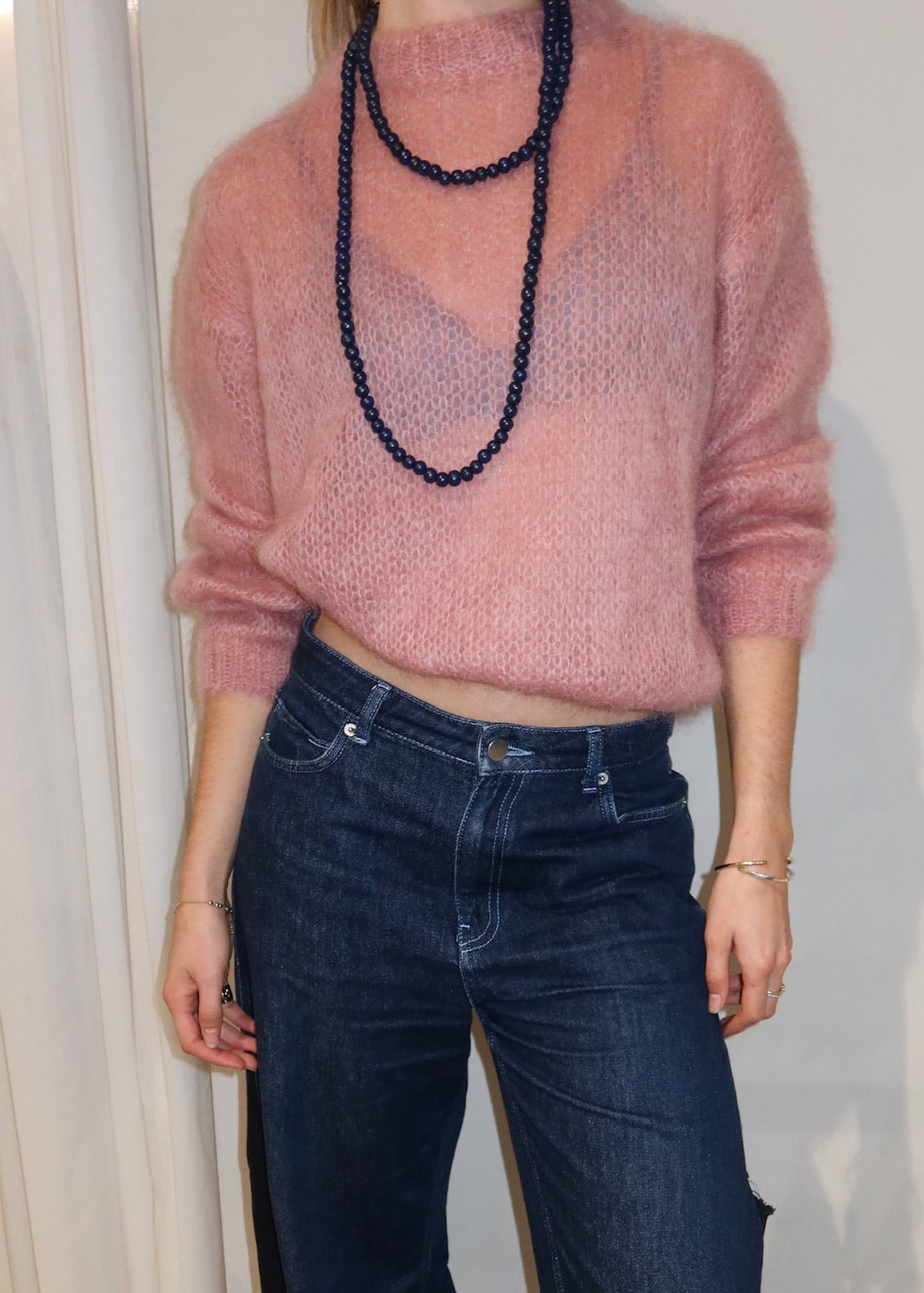 Knitted Mohair Sweater Pink - Curated By Ume