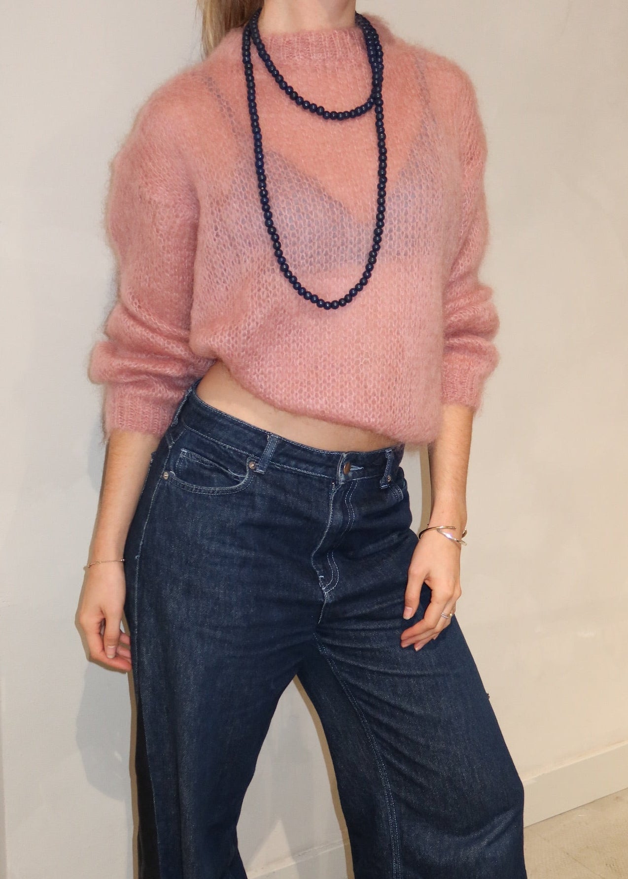 Knitted Mohair Sweater Pink - Curated By Ume