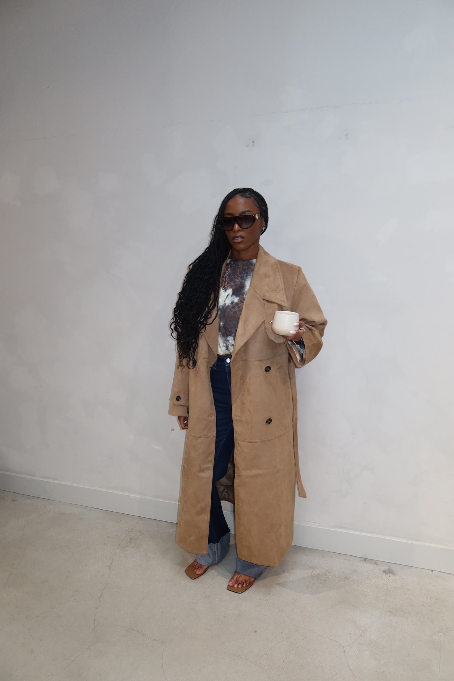 Na-kd Suede Look Coat - UME STUDIO