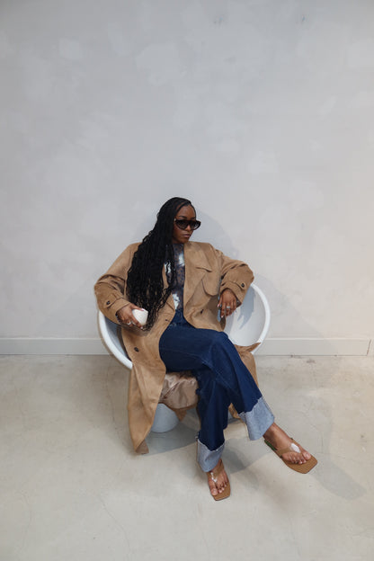 Na-kd Suede Look Coat - UME STUDIO