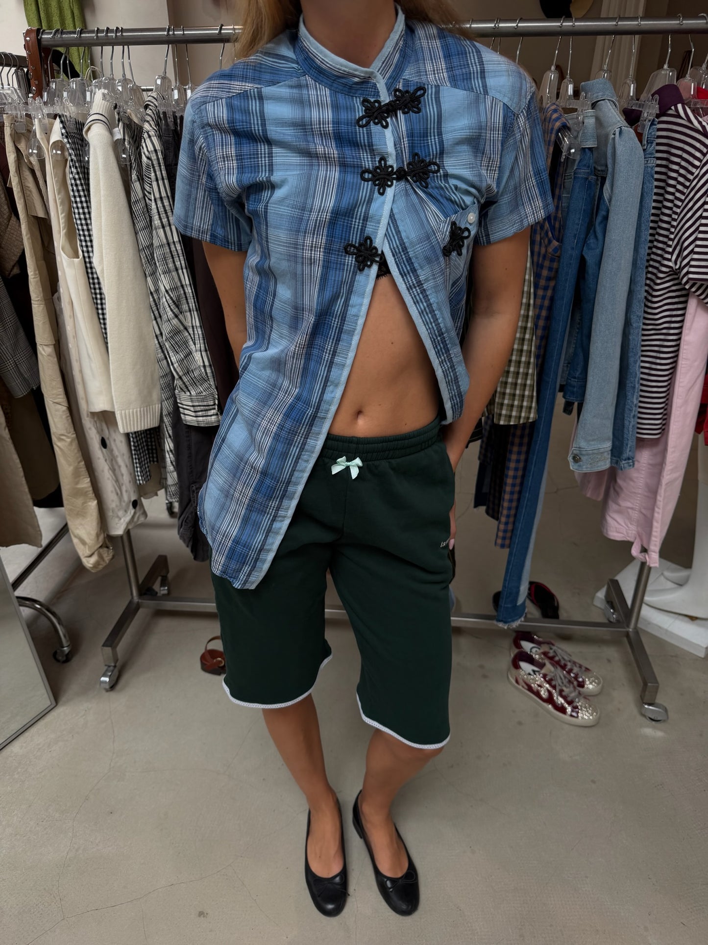 The Yuki Upcycled Checked Shirt Blue – Elise Bak x UME STUDIO