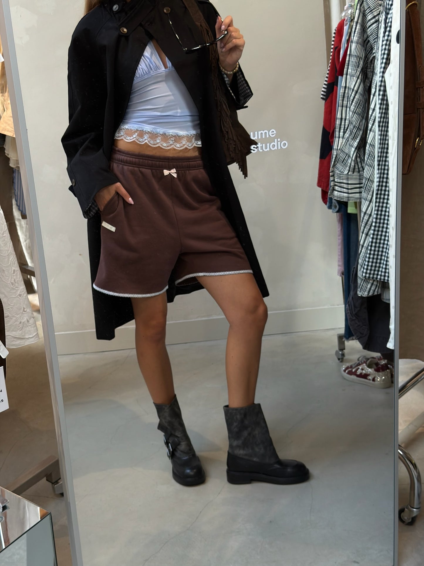 The Billie Upcycled Jersey Jorts Brown – Elise Bak x UME Studio
